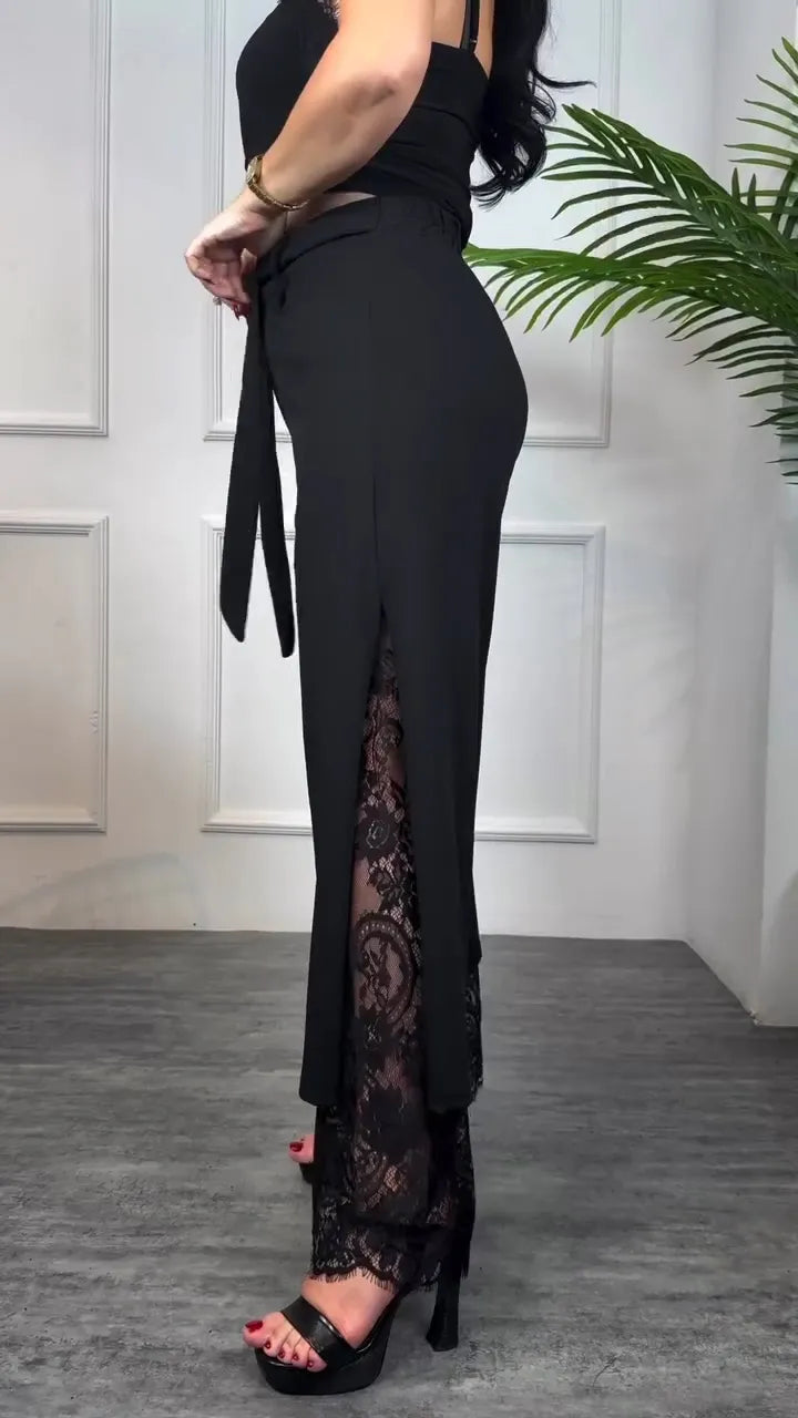 Pantalón estampado hueco y empalmado