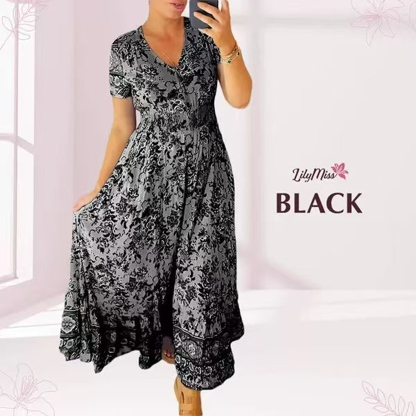 Vestido con cuello en V y estampado floral (đOferta especial - 48% de descuentođ„ EnvĂo gratis)