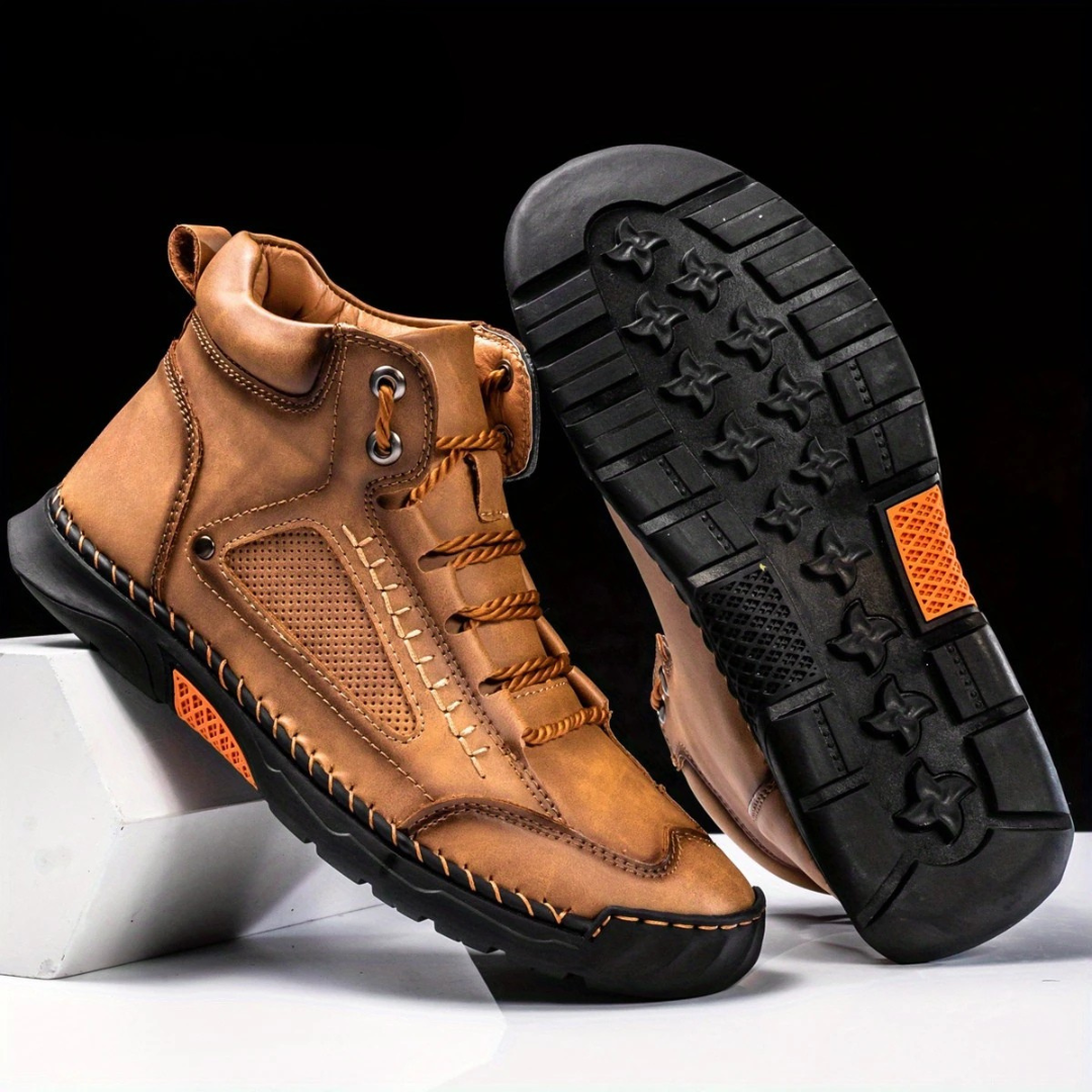 Botas ergonómicas de cuero cosido para hombre