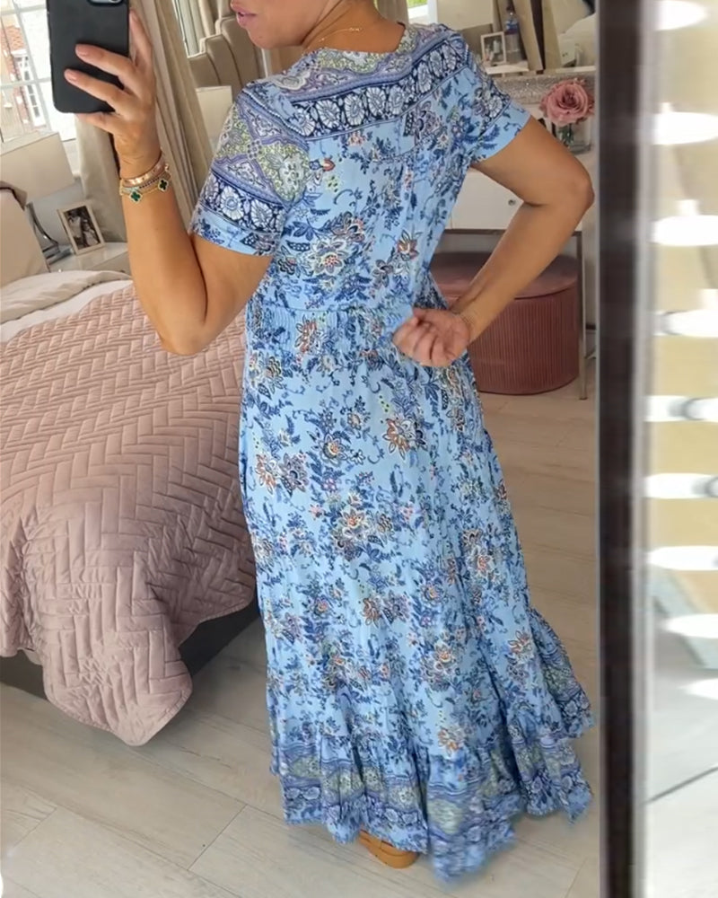 Vestido con cuello en V y estampado floral (đOferta especial - 48% de descuentođ„ EnvĂo gratis)