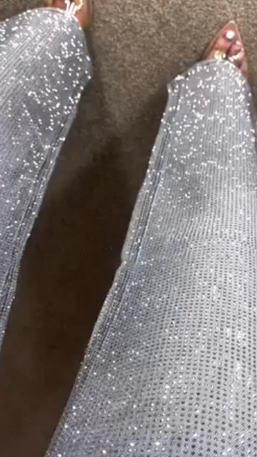 Vaquero Casual estampado de diamantes