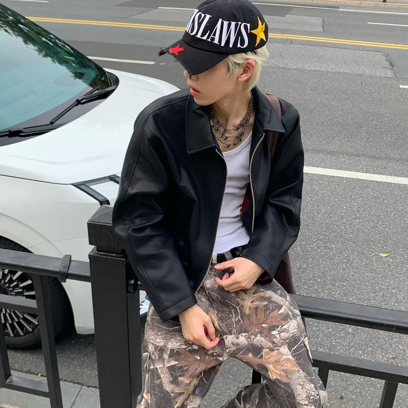 chaqueta de cuero texturizado