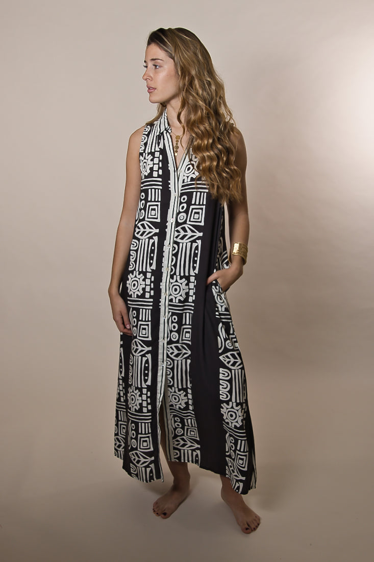 Vestido Camisero Largo Tribal