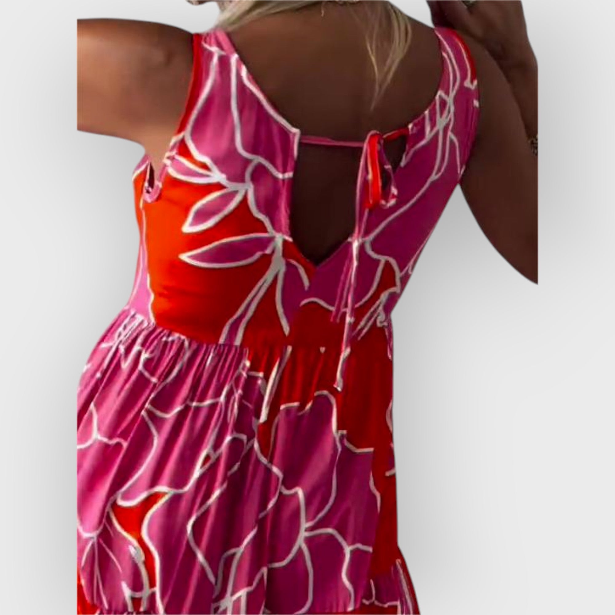 ELEGANTE VESTIDO FLORAL SIN HOMBROS