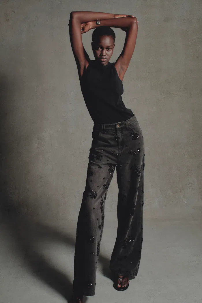 Vaquero Recto con rosas y estrellas