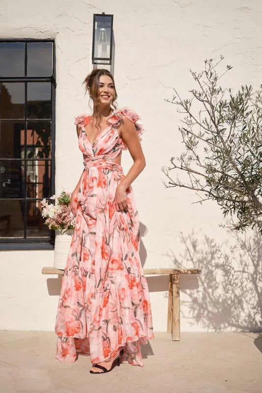 vestido de seda floral