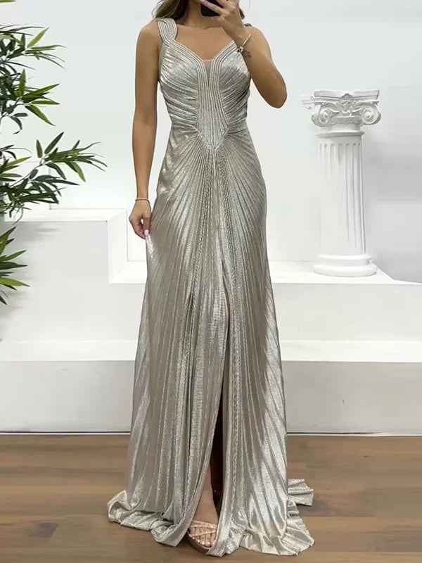 Vestido largo plisado Romina