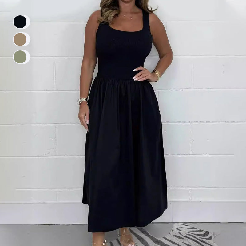 Vestido sin mangas con escote cuadrado