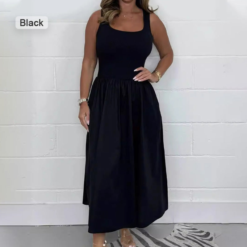 Vestido sin mangas con escote cuadrado