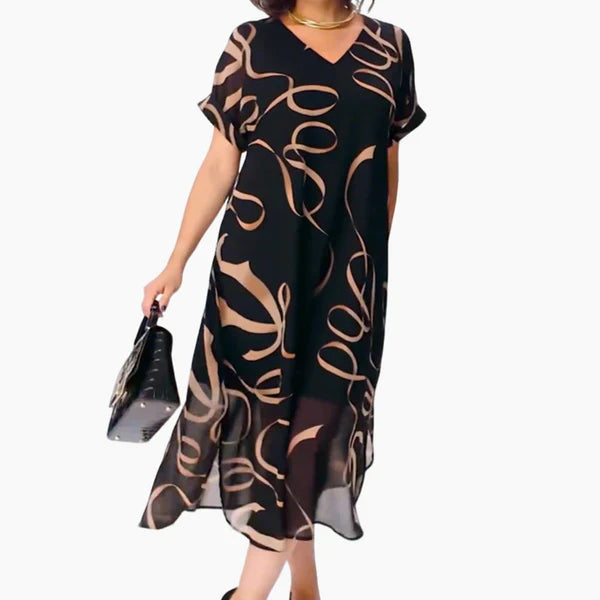 Vestido midi con estampado artístico