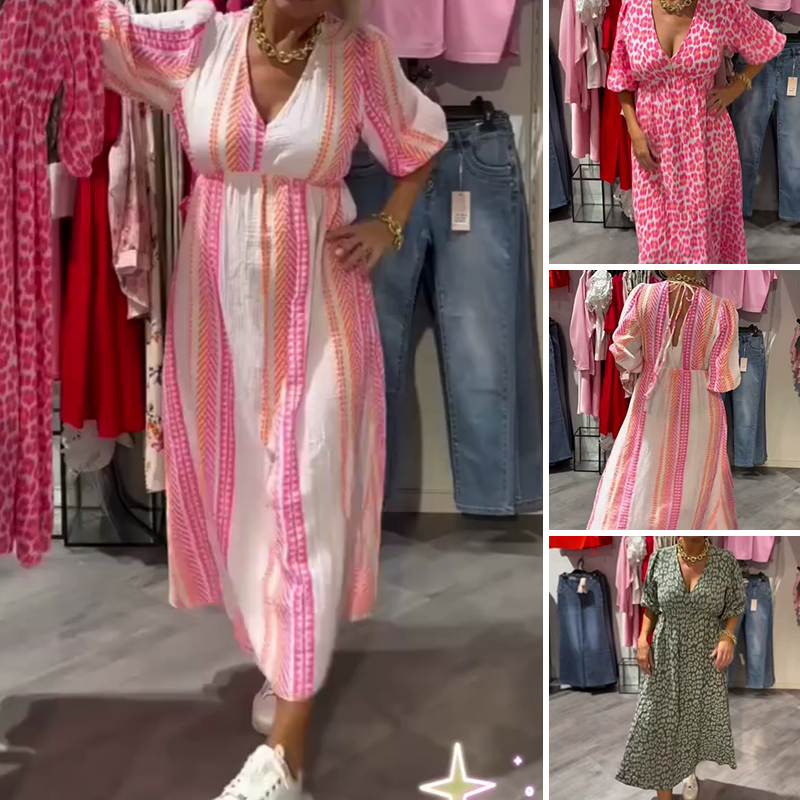 â°Venta temporal - 50% de descuentođ„Vestido estampado con cuello en V para mujer