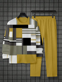 Conjunto de cuello redondo con bloques de color