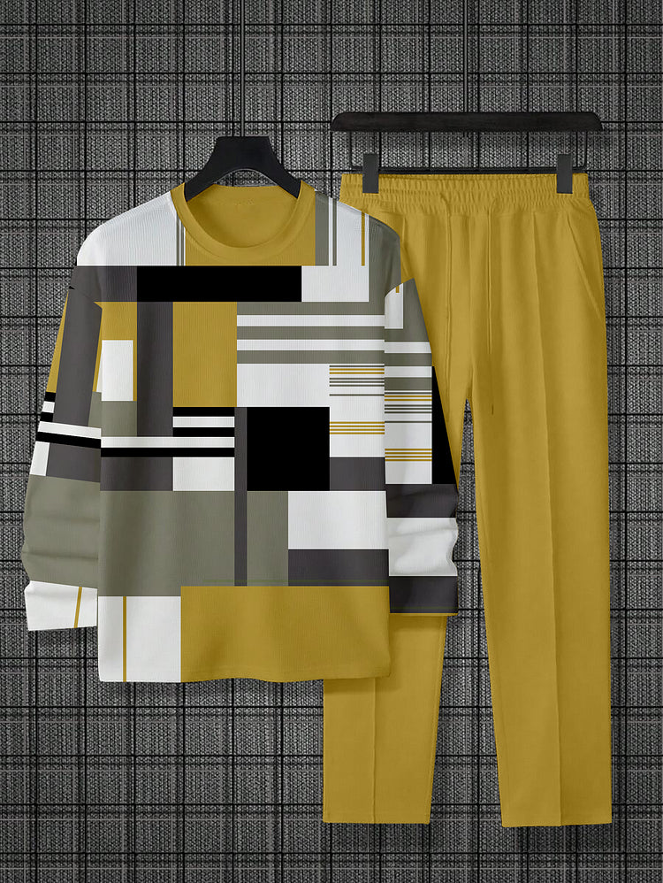 Conjunto de cuello redondo con bloques de color