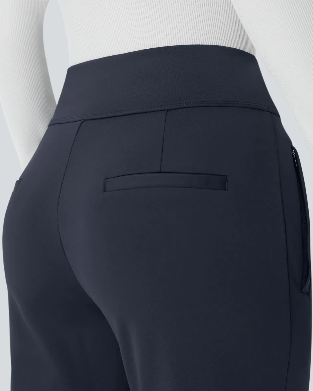 Pantalon de Cintura Alta para Mujer con Bolsillos Laterales con Cremallera