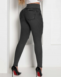 Jeans ajustados rotos de cintura alta