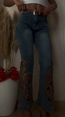 Vaqueros lavados  estampado de diamantes