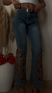 Vaqueros lavados  estampado de diamantes