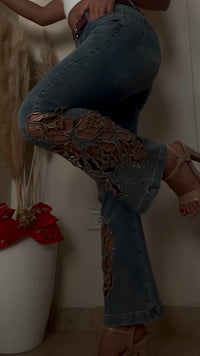 Vaqueros lavados  estampado de diamantes