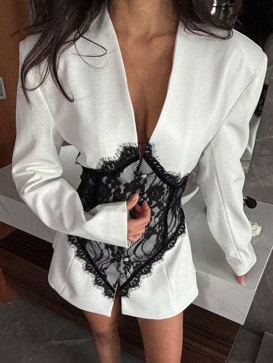 Blazer con paneles de encaje