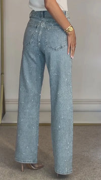 Vaquero Casual estampado de diamantes