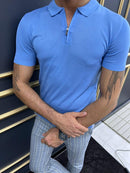 Polo azul Luke con cremallera