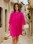 Elegante minivestido de manga media con flecos