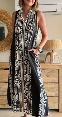 Vestido Camisero Largo Tribal