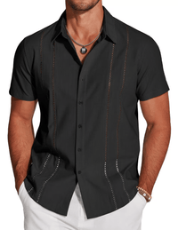Camisa cubana con exquisitos botones bordados al frente para hombre