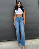 Pantalón Recto con Perlas y Cristales a los Lados