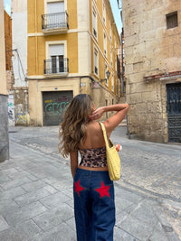 Vaqueros Con Estrellas Rojas - Denim Oscuro