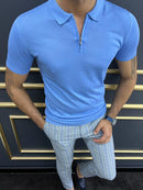 Polo azul Luke con cremallera