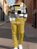 Conjunto de cuello redondo con bloques de color