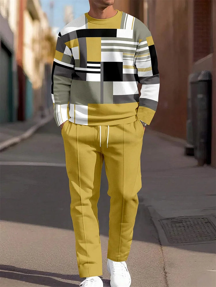 Conjunto de cuello redondo con bloques de color