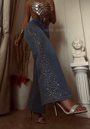 Vaqueros Pierna ancha Pedrería Brillos