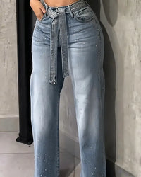 Jeans rectos con incrustaciones