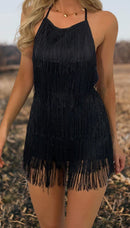 Vestido Glow Negro De Flecos