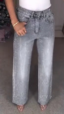 Vaquero Casual estampado de diamantes