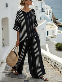 Conjunto de lino blanco y negro