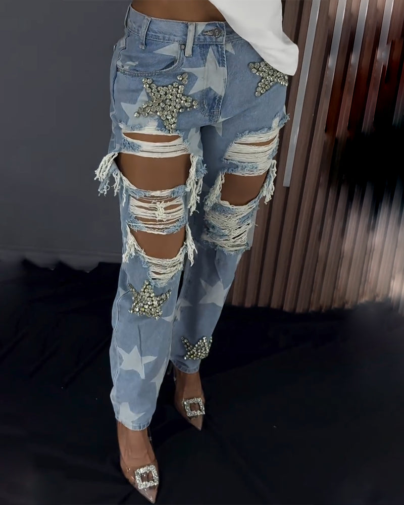 Vaqueros rotos con Brillo