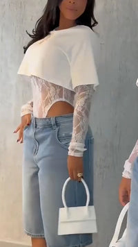 Conjunto de Camiseta y Body de Encaje