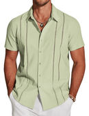 Camisa cubana con exquisitos botones bordados al frente para hombre