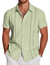 Camisa cubana con exquisitos botones bordados al frente para hombre