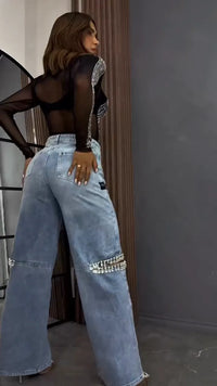 Jeans adornados con pedrería