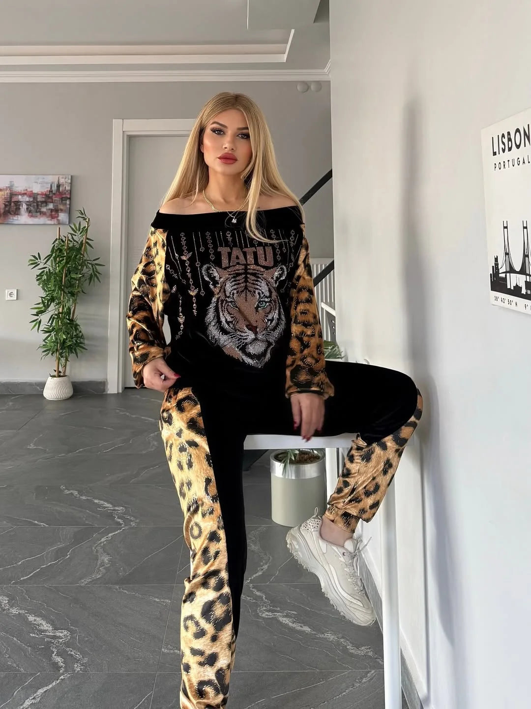 Conjunto Estampado de leopardo