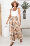 Pantalones Avianna - Pantalones anchos de cintura alta con estampado floral y diseño paper bag