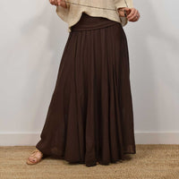 Falda Larga Boho Marrón
