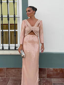 Elegante vestido de lentejuelas ruborizado