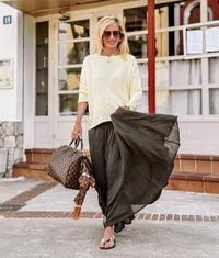 Falda Larga Boho Marrón