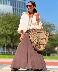 Falda Larga Boho Marrón