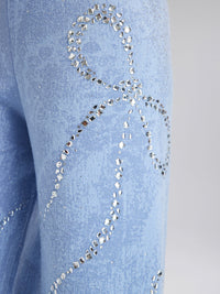 Pantalones elásticos de lana con pedrería